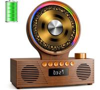 ROADOM Retro CD Player with Bluetooth 5.3 & Dual Speakers, 4000mAh Rechargeable, 6-in-1 Playback (CD/USB/TF/FM/AUX/BT), RGB Light, Portable Desktop CD Player for Home, Vintage Gift for Music Lovers