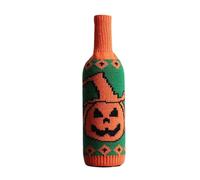 Roadoor Halloween Wine Bottle Sweater Knitted Cover Pumpkin Skull Pattern | Soft Knitted Fabric Construction, Vibrant Jacquard Pumpkin Skull Spider Pattern, Reusable Design A Style