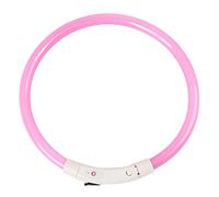Roadoor LED Light Up Dog Collar For Night Safely, Rechargeable Luminous USB Rechargeable Small Medium Puppy Cats Collar Neck Band Pink 35cm