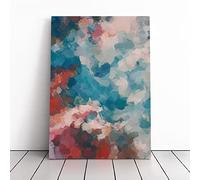 Roadrunner Abstract Grey, Teal, Pink | Canvas Wall Art Print | Framed & Ready to Hang Picture | Modern Home Decor for Living Room, Bedroom, Kitchen or Office | 20x14 Inches