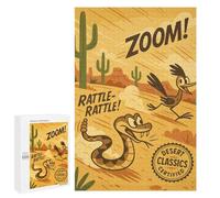 Roadrunner And Rattlesnake Desert Cartoon Displayable Picture Puzzle, 1000 PCS - Relaxing Home Activity, for Screen-Free Relaxation at Home