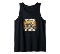 Roads Before Chores Vintage Motorcycle Design Tank Top