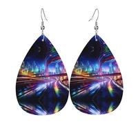 Roads of the Future Printed teardrop-shaped leather earrings | High-end design, light luxury earrings