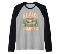 Roads were Made for Camping Mountain Travel Raglan Baseball Tee