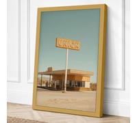 Roadside Diner Memory Vintage Canvas Wall Art Print 18x12 Inch (46 x 30 cm)