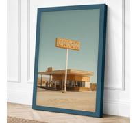 Roadside Diner Memory Vintage Canvas Wall Art Print 24x16 Inch