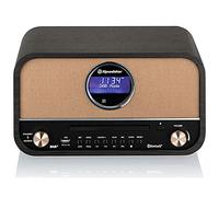 Roadstar HRA-1782ND+BT Retro Radio with Bluetooth and MP3 CD Player in Wooden Case with Alarm Clock (DAB, DAB+, USB, Bluetooth, Headphone Jack, AUX-In, RDS), 15W RMS, Black