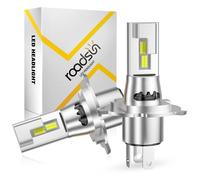 Roadsun Latest H4/9003/HB2 Bulbs Hi/Low Beam 500% Brightness 6500K Cool White 1:1 Halogen Size Automotive Replacement H4 9003 LED Headlights with 16000RPM Cooling Fan, Plug-N-Play, IP68 Waterproof