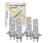 ROADSUN LED Headlight Bulbs, 20000LM 800% Brighter Wireless Headlight Bulbs, H7 H7 High Low Beam Car Lights, 6000K Cool White Plug and Play, Canbus Error Free, For Volkswagen Golf MK5 2003-2009