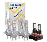 ROADSUN LED Headlight Bulbs, 20000LM 800% Brighter Wireless Headlight Bulbs, H7 H7 High Low Beam H11 Fog Lights, 6000K Cool White Plug and Play, Canbus Error Free, For Audi A4 B7 2004-2008