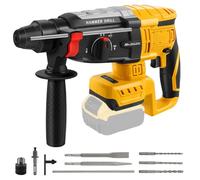 Roadtime 600W Electric Hammer Drill Compatible for DeWalt 20V Battery,6000BPM Brushless SDS-Plus Cordless Rotary Hammer Drill with 360°Auxiliary Handle,4 Functions with 5 Drills(NO Battery)