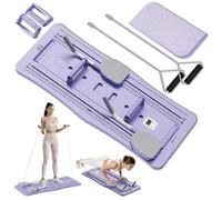 Roadtime Foldable Pilates Board Reformer Machine Set with Ab Roller & Timer,Upgraded Portable Multi-Functional Pilates with Automatic Rebound,Training Full Body Workout Equipment for Home & Gym Purple