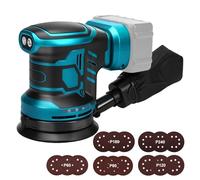 Roadtime Orbital Sander for Makita 18V Akku (without battery), Orbital Sander 125 mm, 3 Speeds 7000-11000 U/min with 15 Sheets of Sand Paper, Dust Collection System, for Wood Working