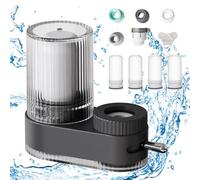 Roadtime Tap Purifier, Flow Pure Tap Filter, Natural 7 Layer Composite Cartridge Water Filter Tap, Suitable for 90% Faucets, Removes Sand, Heavy Metals, Chlorine, Lead (Black + 4)