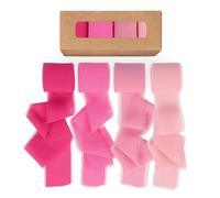 Roahosy 4 Rolls Hot Pink Chiffon Ribbons, 1.57" x 21 Yd Frayed Fringe Silk Ribbons Fabric Pink Ribbon for Gift Wrapping, Flower Bouquet, Invitations, DIY Crafts, Wedding Party Decorations
