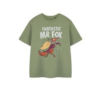 Roald Dahl Fantastic Mr Fox Short Sleeved T-Shirt | Unisex Kids Khaki | Officially Licensed Merch in Green | Size: 5-6 Years Roald Dahl Green 5-6 Years