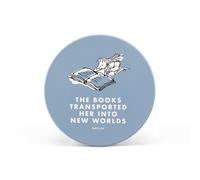 Half Moon Bay Books Transported New Worlds - Matilda - Periwinkle Blue 4 Inch Stoneware Drink Beverage Coaster
