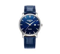 Roamer Classico Gents Date 40mm Stainless Steel Case Blue Dial Blue Leather Strap Sapphire Crystal Classic Elegant Men's Watch