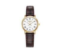Roamer Classico Ladies 30mm Stainless Steel Case White Dial Sapphire Crystal Brown Leather Strap Timeless Elegant Ladies Watch