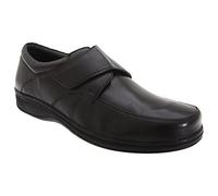 Roamers Leather Touch Fastening Flat Lightweight Casual Everyday Shoes. - Black Super Soft Leather, Mens UK 12 / EU 46