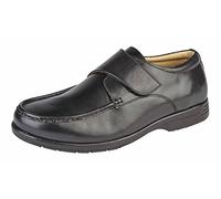Roamer Black Leather Shoes Extra Wide Fit with Touch Fastening Super Light with Leather & Textile Lining Sock with 2 Removeable Insoles PU Air System Sole (10 UK)