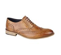 ROAMERS BLACK / TAN BROWN LEATHER 5 EYELET BROGUE OXFORD SHOE (UK 12, TAN BROWN)