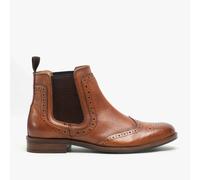 Roamers BLAKE Mens Leather Brogue Chelsea Boots Tan - UK 8