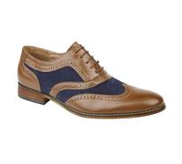 Roamers Boys 5 Eye Brogue Oxford Shoes - Tan/Navy - 5 UK - Tan/Navy - 80% Synthetic Suede/10% Resin/10% Leather