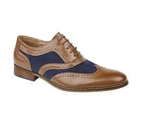 Boy's New Tan Navy 5 Eye Brogue Oxford Shoe (2 UK, Tan/Navy)