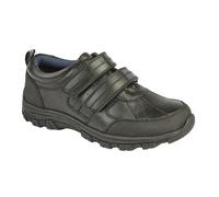 Roamers Boys Twin Touch Fastening Leather Shoe - Black - 11 UK Child - Black - 50% Leather/10% TPR/10% Rubber/10% Latex/10% Textile/10% Mesh