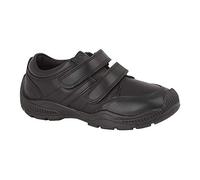 Infant Boys Formal Shoes Leather Touch Fastening Rubber Toe Guard School - Black - UK 13 Kids