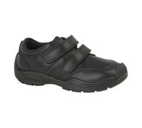 Roamers Boys Twin Touch Fastening Leather Shoe With Toe Guard - Black - 1 UK - Black - 100% Leather