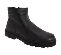 Mens Warm Lined Boots Roamers Leather Boots - Black Leather, Mens UK 7 / EU 41
