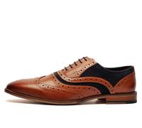Roamers Canton Leather Men's Trainers, Size 10 In Tan / Navy