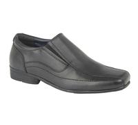 Roamers Childrens/Boys Leather Twin Gusset School Shoes - Black - Black - 4 UK - 75% Leather/25% Elastic