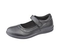 Roamers ELSA Girls Leather Touch Fasten Mary Jane Shoes Black UK 3 (Junior)