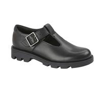 Roamers Girls Leather School Shoes - Black - Black - 11 UK Child