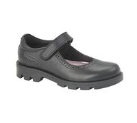 Roamers Girls Leather Touch Fastening Bar Shoe - Black - 2 UK - Black