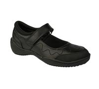 Roamers Girls Leather Touch Fastening School Shoe - Black - 5 UK - Black