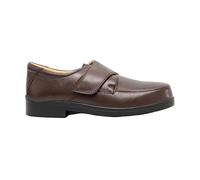 Roamers - Roamers Leather MudGuard Velcro Leather XXX Wide Shoes - Brown Softie Leather, Mens UK 9 / EU 43