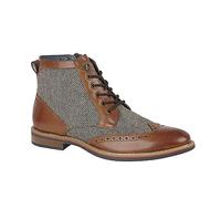 Roamers Herringbone Leather Ankle Boots with D-Ring Fastening Tan 12 UK