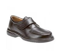 Roamers Jaden Mens Leather Wide (E) Fit Touch Fasten Shoes Black
