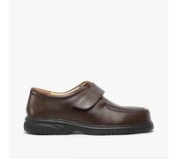 Roamers JADEN Mens Leather Wide E Fit Touch Fasten Shoes Brown - UK 13