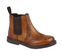 Roamers Boys Boots JOHNNY Leather Brogue Chelsea Tan UK 13