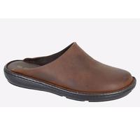 Roamers M487 Mens Leather Stitch Down Clog Slipper (Brown, UK Footwear Size System, Adult, Men, Numeric, Medium, 10)