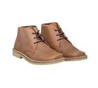 Roamers Sqaure Toe Leather 3 Eyelet Desert Boots - Brown Waxy Leather, Mens UK 12 / EU 46