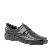 Mens Black Super Soft Leather Lightweight Fulfit Touch Fastening Casual Shoe - Black - size UK Mens Size 6