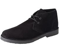 'Roamers' Fashion Round Toe Suede Leather Lace-Up Desert Boots - Black Real Suede, Mens UK 6 / EU 40