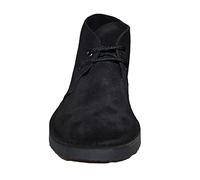 'Roamers' Fashion Round Toe Suede Leather Lace-Up Desert Boots - Black Real Suede, Mens UK 6 / EU 40