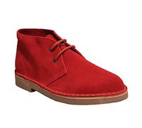 Roamers Unisex Suede Leather Lace-Up Fashion Ankle Desert Boots - Red Real Suede, Mens UK 5 / EU 39
